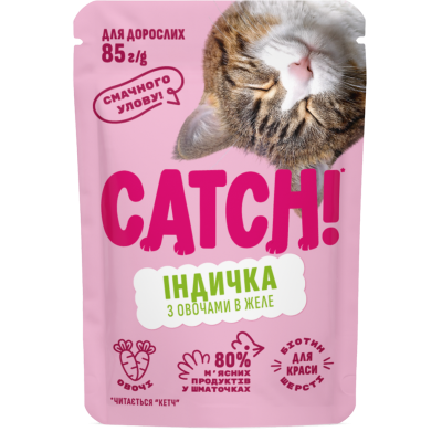 Корм вологий Catch! для дорослих котів з індичкою в желе 85 г