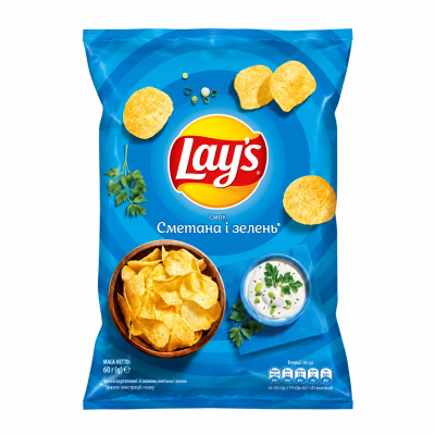 Чипси картопляні зі смаком сметани і зелені, «Lay’s» 60 г